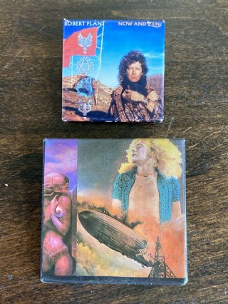 2 Vintage Pinback Buttons Led Zeppelin Robert Plant Now And Zen Square