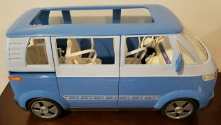Vintage 2002 Mattel Barbie Blue Vw Volkswagon Bus/van/camper W/horn