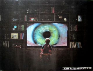 Roger Waters " Amused To Death " U.  S.  Promo Poster - Kid Watching Eye On T.  V.