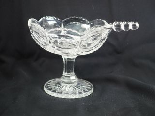 Vintage 5 " Pedestal Berry Bowl Clear Glass Compote Jam Glass Serving Spoon 6 "