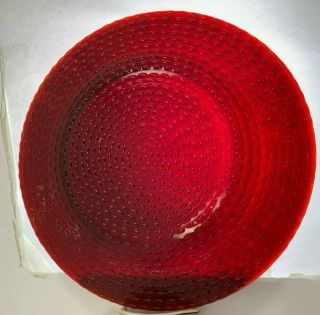 Vintage Ruby Red Fenton Look Hobnail 3 Dinner Plates 10 3/8 " Wide