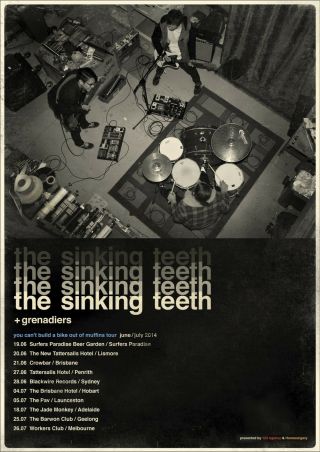 The Sinking Teeth 2014 Australian Tour Poster A2 White Water Stitches & Salt
