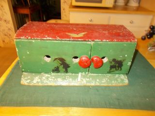 Early 1900s Hand Made All Wooden Doll House With Paint And Decals Doors