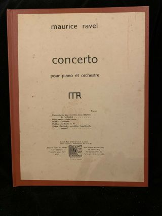 Ravel - Concerto Pour Piano Et Orchestre - Two Piano Score - Durand - Hardbound