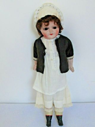 Antique Paper Mache Shoulder Head Doll In A Nurse Outfit