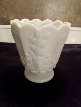 Westmoreland Paneled Grape Milk Glass Footed 6.  5 " Jardiniere White Vase Bowl