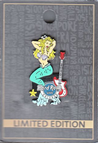 Hard Rock Cafe Pin: Orlando Live 2016 Mermaid Girl On Amp With Guitar Le300
