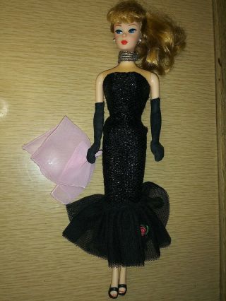 Vintage 1958 Mattel Barbie Blonde With Black Gown