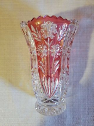 Bleikristall Anna Hutte Oxford Rose 24 Lead Crystal Vase Germany 6 1/4” Tall,