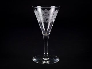 Fostoria Small Cloverleaf Sherry Glass,  Antique Elegant Needle Etch Liquor,  Port