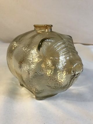 A Vintage U.  S.  Anchor Hocking Clear Carnival Lustre Glass Piggy Bank Money Box