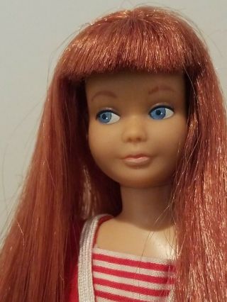 Vintage Barbie Skipper Doll Dark Red Color Magic Hair Brown Scalp Oss Shoes