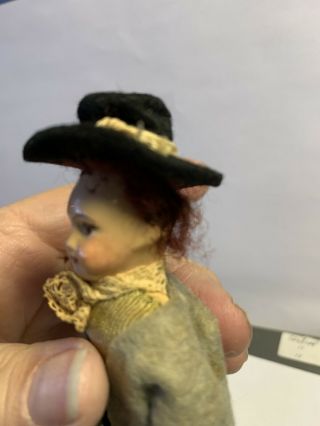 Vintage Artisan Miniature Dollhouse Porcelain Victorian Man Doll Silk Handsome 3