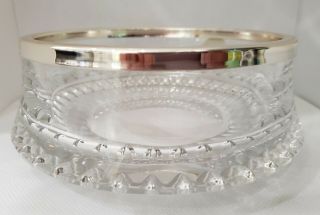 Full Lead Crystal 5 " Round Bowl With Silver Plated Rim