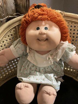 Vintage 1985 Cabbage Patch Kids Coleco Girl Doll Red Hair W/ Cpk Clothes