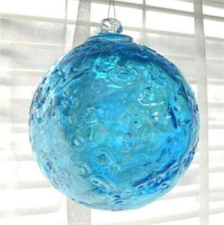 Hanging Glass Ball 4 " Diameter Aqua Crackle (1) Hb5 - 2