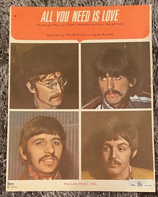 The Beatles Usa 1967 Sheet Music All You Need Is Love
