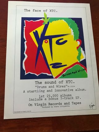 1979 Vintage 8x11 Album Promo Print Ad For The Face Of Xtc " Drums And Wires "