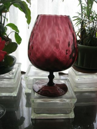 Vintage Amethyst Glass Brandy Snifter Vase Optic 10 