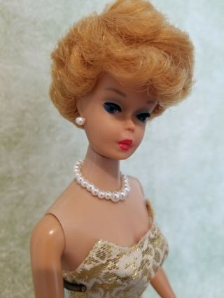 Early 1962 Vintage Blond Bubblecut Barbie Midge In Evening Splendor.
