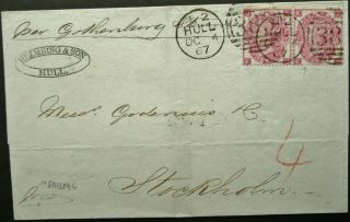 Gb 4 Oct 1867 Qv Cover W/ 6d Rate From Hull To Stockholm,  Sweden - See