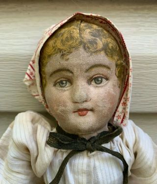 Antique Vintage Cloth Rag Doll Litho Printed Face Mask PAT ' D July 9 1901 Old Do 2