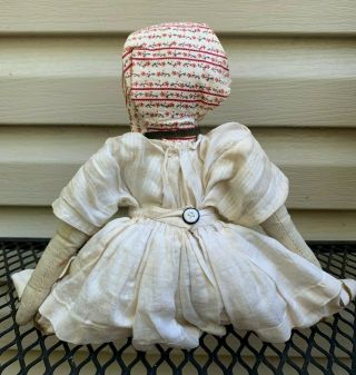 Antique Vintage Cloth Rag Doll Litho Printed Face Mask PAT ' D July 9 1901 Old Do 3