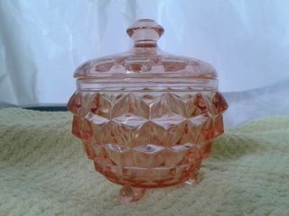 Vintage Jeanette Co.  Pink Depression Glass Sugar Bowl With Matching Lid.  Dvs
