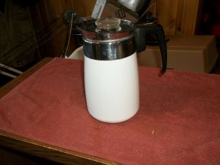 Vintage Corning Ware P - 216 - B White 6 Cup Coffee Pot Percolator