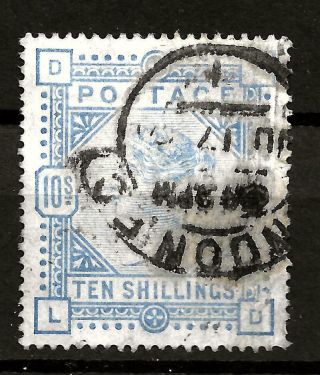 1883 Gb (b6) Sg183a 10/ - Pale Ultramarine Fine To Good London Cancle Cat £550.  0
