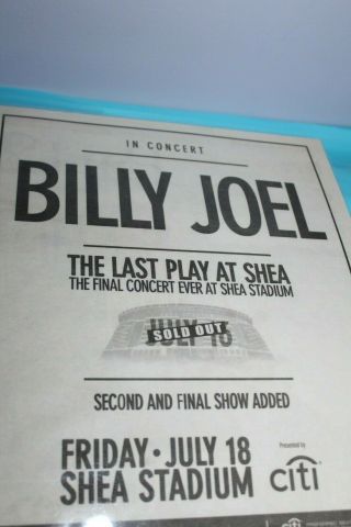 Billy Joel Laminated Newsday Clipping The Last Play At Shea 2008 Live Nation 2