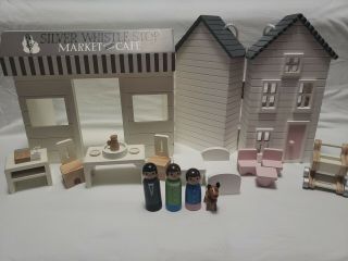Rare And Discontinued Pottery Barn Kids Mini Dollhouse And Market,  Accessories