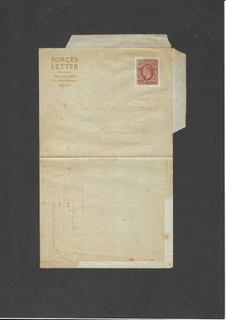 Gb Postal Stationery Kgvi 11/2d Brown Forces Letter Solid Address Lines H&b Apf6