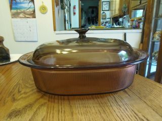 Pyrex Corning Vision Cranberry 4 Qt Casserole With Lid Roaster/dish