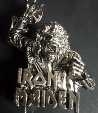 Iron Maiden VINTAGE Eddie Hooks In You Pin Badge,  1990 UK TOUR Alchemy,  Pewter 3