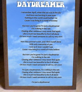 DAVID CASSIDY DAYDREAMER POSTER LYRIC SHEET,  PARTRIDGE FAMILY,  HOW CAN I BE SURE 3
