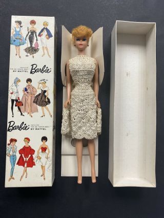 1962 Mattel Barbie Teen Age Fashion Model”blonde” Ponytail W/original Box 850