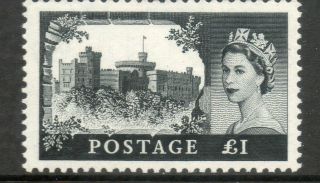 1959 Sg 598 £1 Black 2nd De La Rue Printing High Value Castle Unmounted
