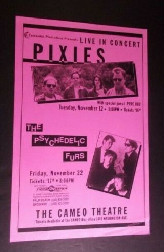 Pixies Live In - Concert Poster - The Psychedelic Furs - Pere Ubu - Cameo Theater Fla.