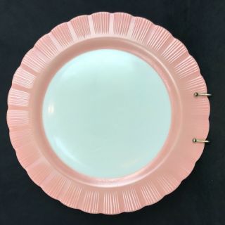Vintage Cremax Bordette Pink 11 7/8 " Round Sandwich Plate Platter Fluted Ruffle