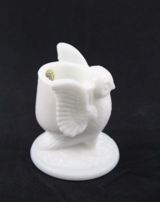 Vintage Westmoreland Glass White Milk Glass Owl Toothpick Holder with Label 3