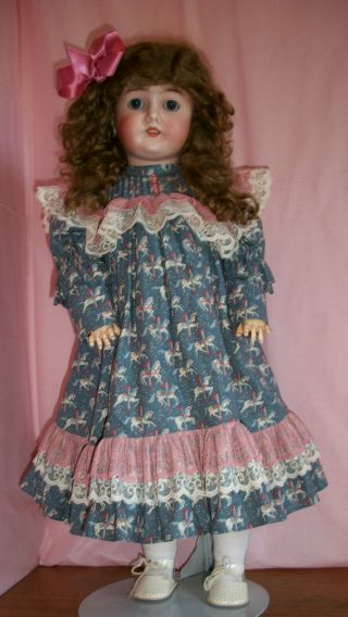 23 " Queen Louise 288 A & M German Bisque Doll Sleep Eyes Mohair Wig S1