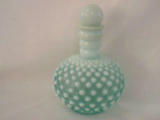 Fenton Hobnail Blue Opalescent Wrisley Perfume/Cologne Bottle & Stopper 2