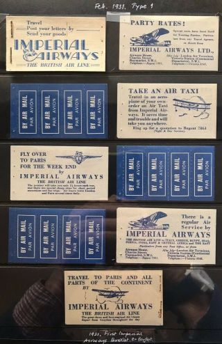 1931 Imperial Airways Airmail Etiquette Booklet Labels Exploded & Intact Booklet