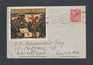 Uk 1915 Wwi Daily Mail Fund Military Patriotic Red Cross Cinderella Label Cover