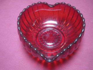 Vintage Fenton Ruby Red Glass Heart Shaped Candy Dish Bowl 5 1/2 " X 2 "
