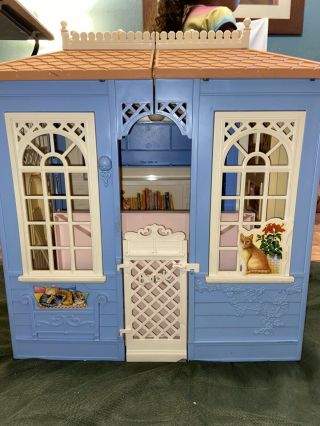 Mattel Barbie Fold Out Family Cottage 1998 Blue House Turning Rooms Phone Rings