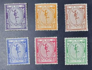 England 1923 Cpl Mnh Set Semi Official Airmail Stamps " Mercury Airmail Stamps "