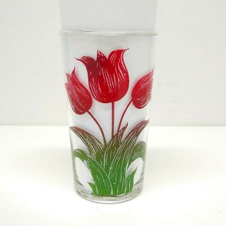 Vintage Mid Century Flower Drinking Glasses Red Rose Tulip Daffodil Dandelion 3
