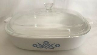 Corning Ware Vintage Casserole Dish W/ Glass Lid Blue Cornflower 10 " P - 10 - 8